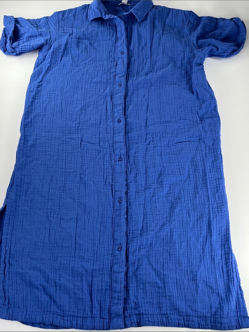 L.L. Bean Button-Down Shirt Dress Royal Blue Sz M
